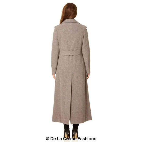 Wool Blend Double Breasted Long Coat - Coats & Jackets