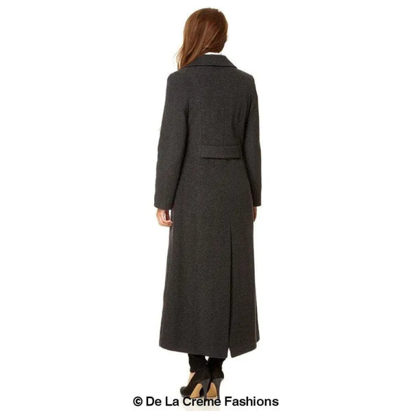 Wool Blend Double Breasted Long Coat - Coats & Jackets