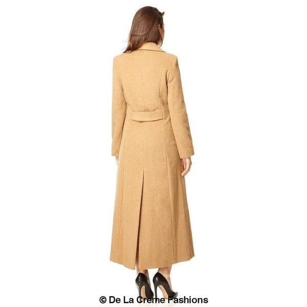 Wool Blend Double Breasted Long Coat - Coats & Jackets