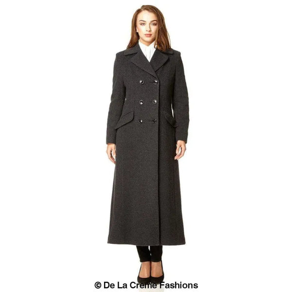 Wool Blend Double Breasted Long Coat - Coats & Jackets