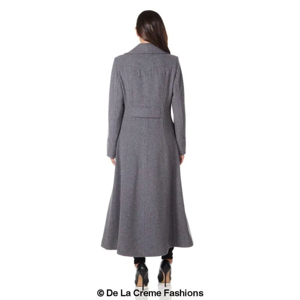 Wool Blend Double Breasted Maxi Coat - Coats & Jackets