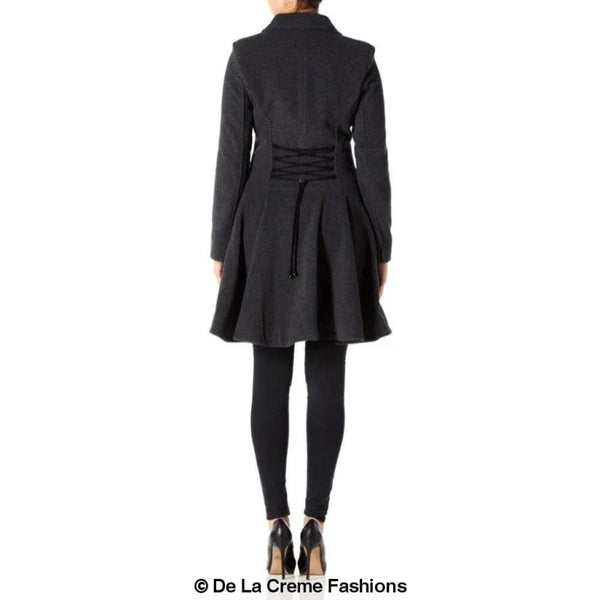 Wool Blend Double Breasted Skater Coat (1102) - Coats &