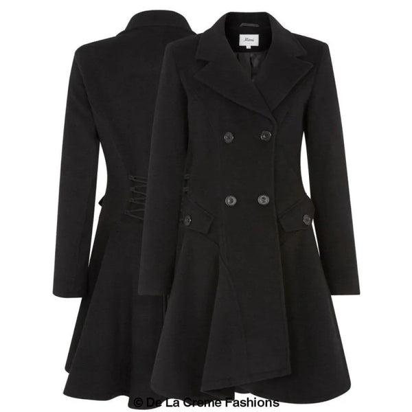 Wool Blend Double Breasted Skater Coat (1102) - Coats &