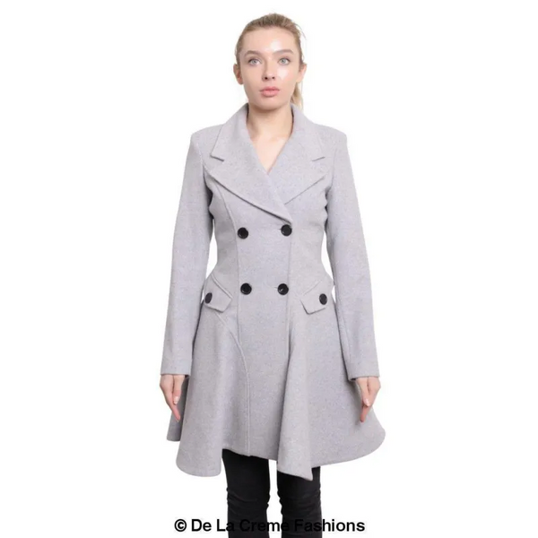 Wool Blend Double Breasted Skater Coat (1102) - Coats &