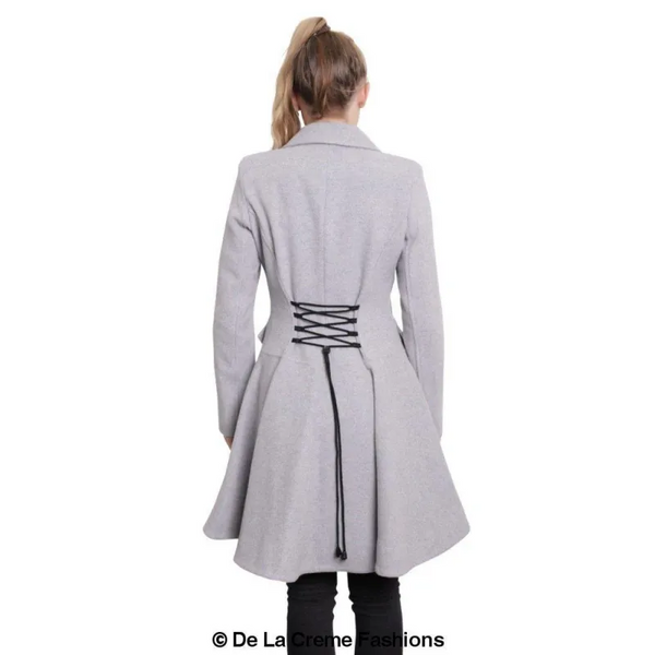 Wool Blend Double Breasted Skater Coat (1102) - Coats &