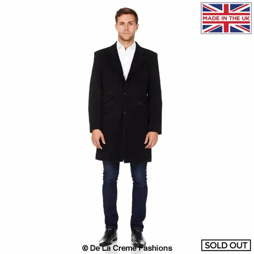 Wool Blend Single Breasted Retro Mod Coat - Black / S Coats