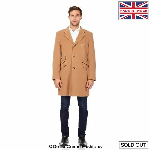 Wool Blend Single Breasted Retro Mod Coat - Camel / S Coats