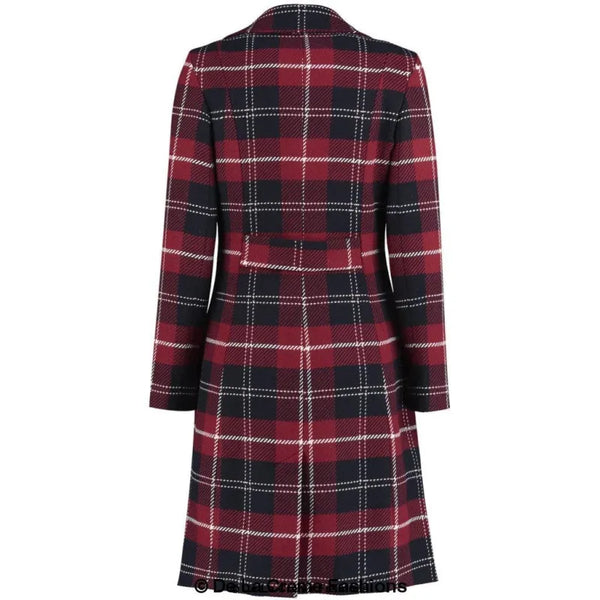 Wool Blend Tartan Check Double Breasted Coat - Coats &