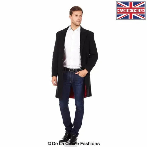 Wool & Cashmere Blend Formal Security Overcoat - Black