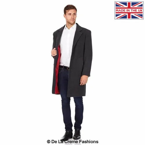 Wool & Cashmere Blend Formal Security Overcoat - Charcoal