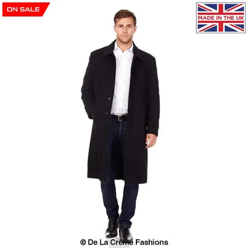 Wool & Cashmere Long Formal Overcoat - Black / L Coats