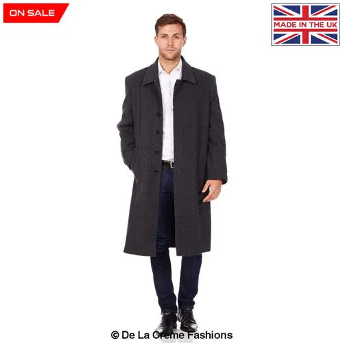 Wool & Cashmere Long Formal Overcoat - Grey / 2XL Coats