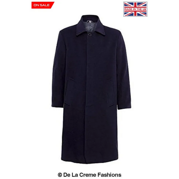 Wool & Cashmere Long Formal Overcoat - Navy / M Coats