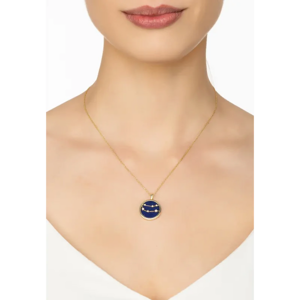 Zodiac Lapis Lazuli Gemstone Star Constellation Pendant