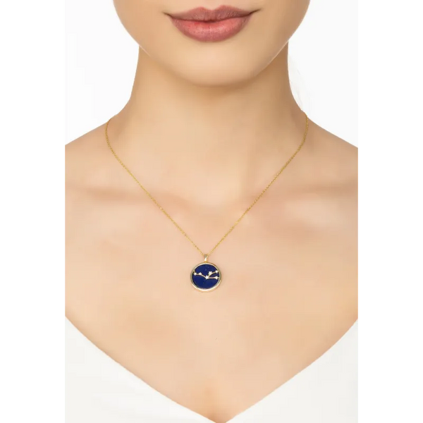 Zodiac Lapis Lazuli Gemstone Star Constellation Pendant